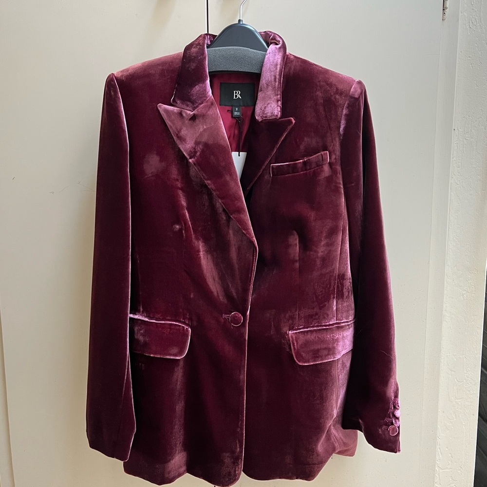 NWT Banana Republic Alyse Relaxed Velvet Blazer, Burgundy
